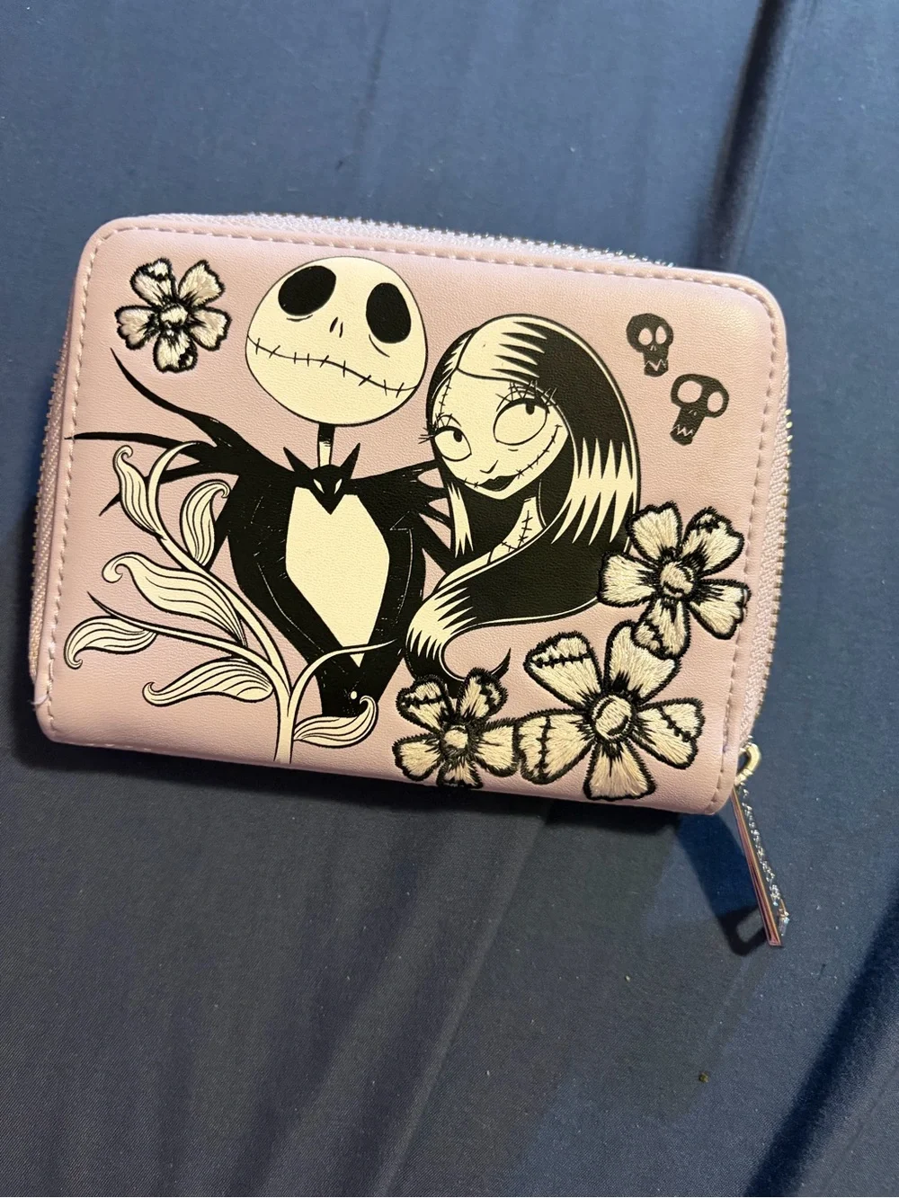 Loungefly Pink Nightmare Before Christmas Zip Wallet with Jack & Sally